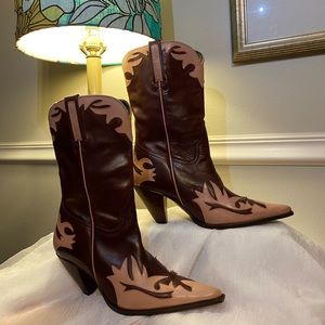 Charlie 1 Horse, Burgundy and pink Cowboy boots